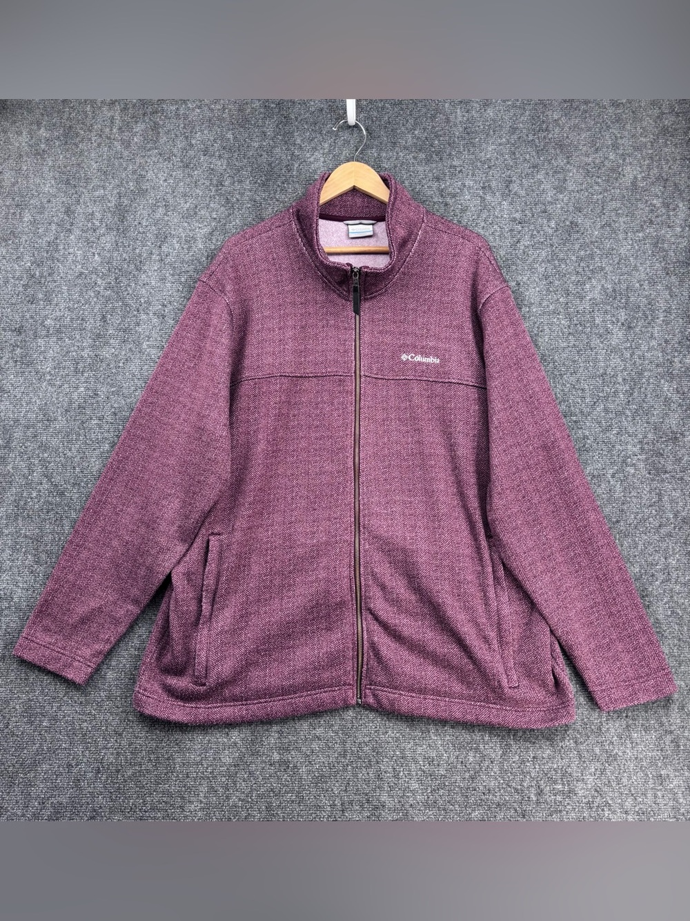 Columbia Red Maroon Fleece Full Zip Gorpcore Granola Jacket Men’s XXL